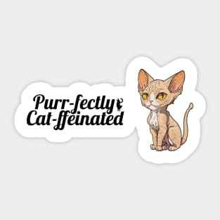 Devon Rex Cat Purr-fectly Cat-ffeinated Sticker